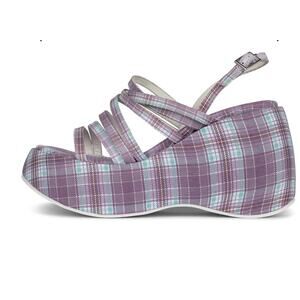 Jeffrey Campbell Vibez Strappy Plaid Platform Sandals Lilac US 7